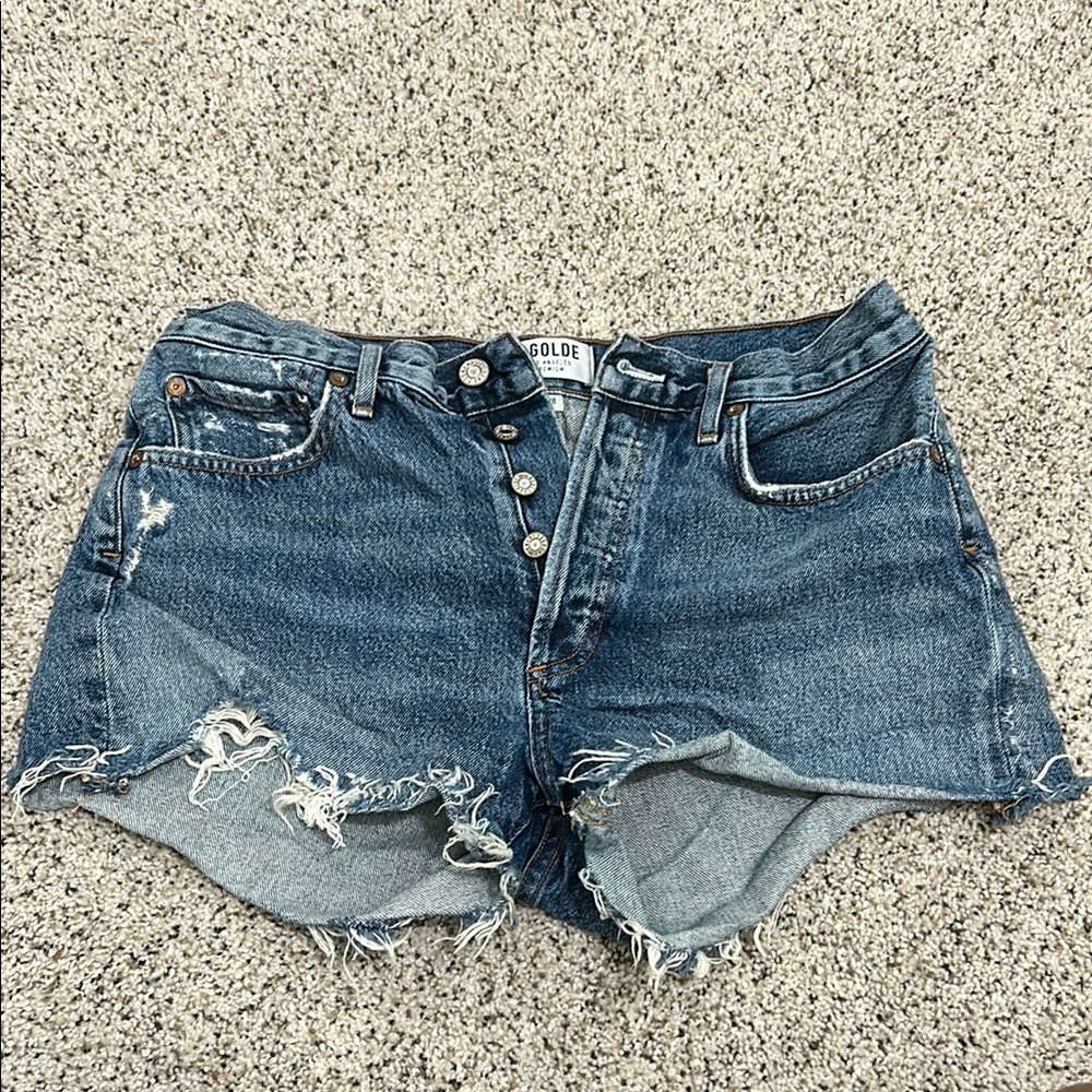 Agolde Blue Jean Shorts Distressed Cut-Offs